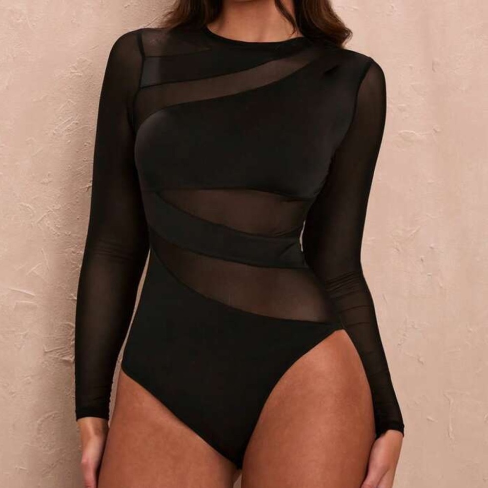 Elegant Black Sheer Bodysuit